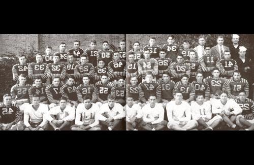 Milner coached the Northwest football team before, during and after World War II. Milner (back row, third from left) poses with his team, which comprised members of the United States Navy during Northwest's Navy-12 officer training program years.