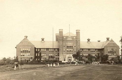 The Administration Building, known as Academic Hall, was the center of learning from the time it was constructed.  On October 3, 1910, classes actually began in the building and a limited number are stilled held there today on the third floor. (Donated by David Duvall.)