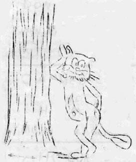 In a newspaper drawing in 1948, Bobby looked like a warm and fuzzy house cat with a beaver-like tail.